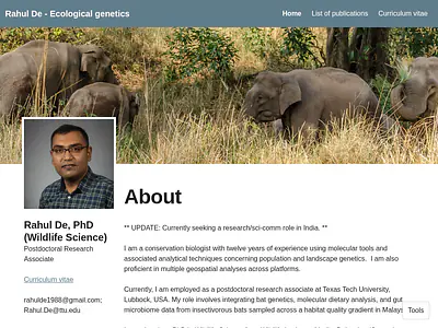 Rahul De - Ecological genetics