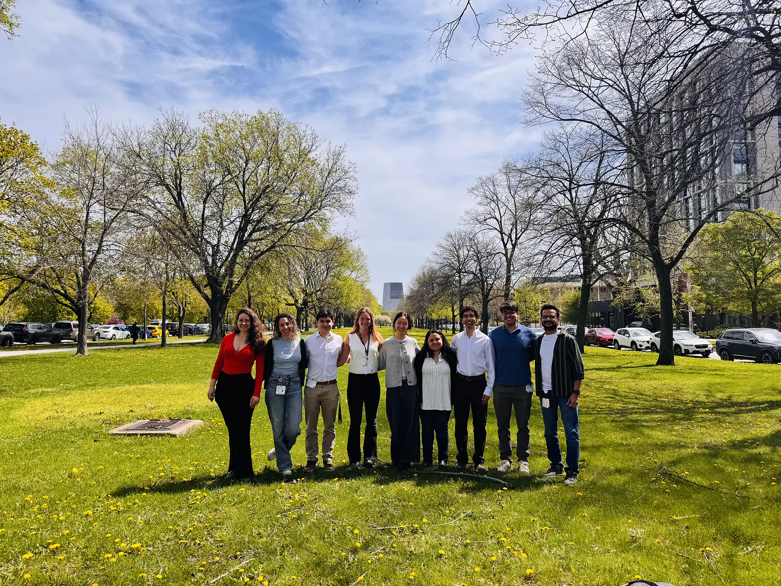 The Weinstock Lab outside the Rubenstein Forum after the 2026 UChicago Undergraduate Research Symposium!