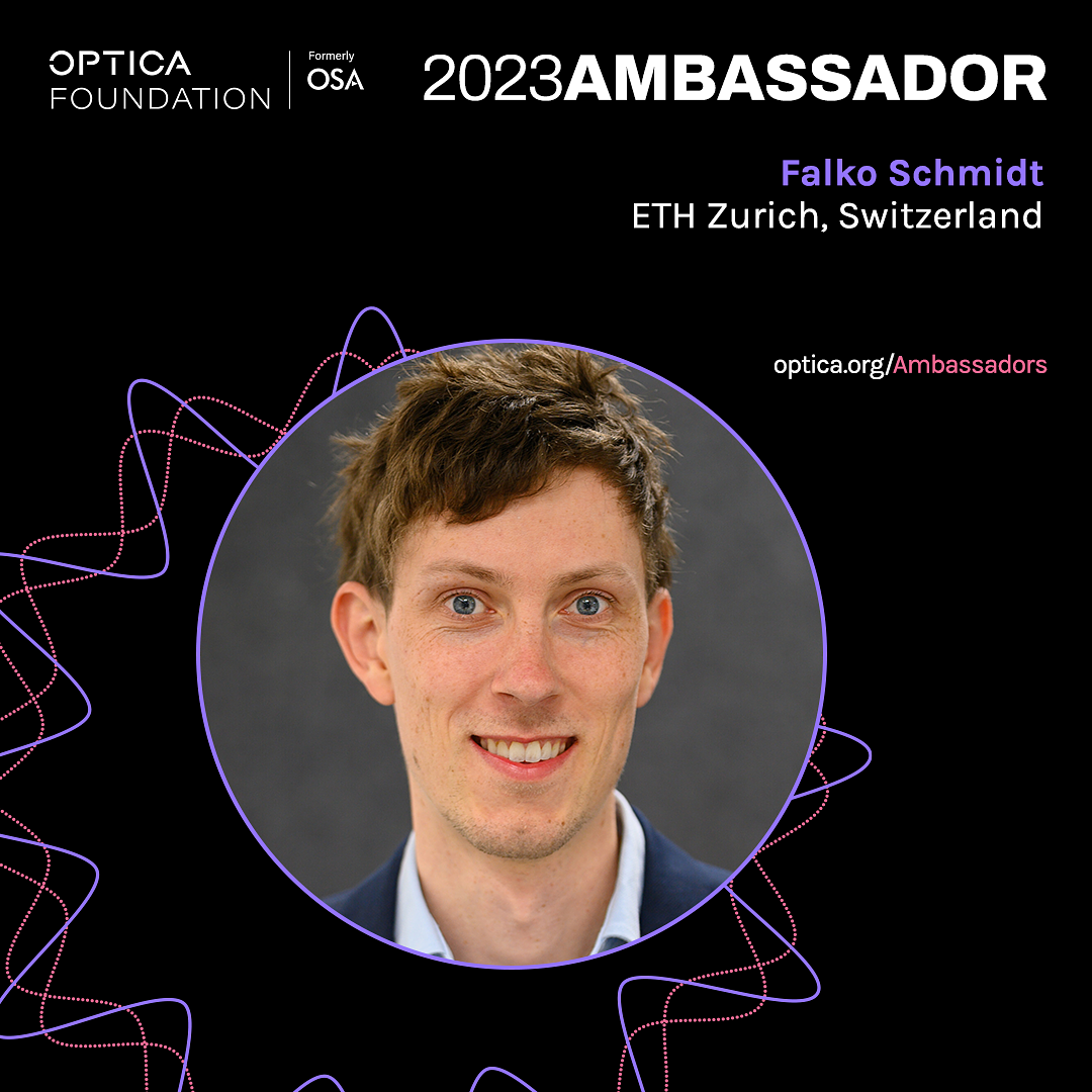 Image of Falko Schmidt announced as OPTICA Ambassador 2023