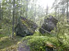Finland, Turku, Ruissalo (2015): Erratic boulder ("findling"), split by frost weathering