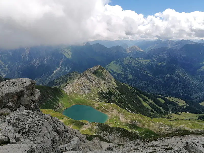 Germany, Bavaria (2020): Approaching the summit of Großer Daumen in the Allgäu Alps