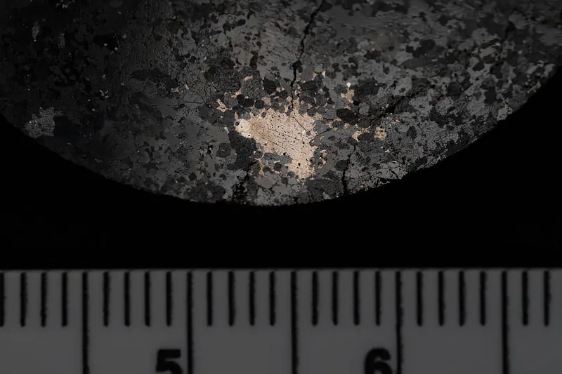 Sulfide in an ultramafic cumulate from the Moxie pluton in Maine. Photograph: Adam Jost