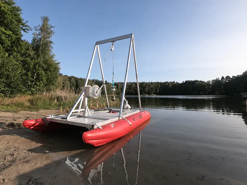 Germany, Brandenburg (2022): Obtaining short lacustrine sediment cores