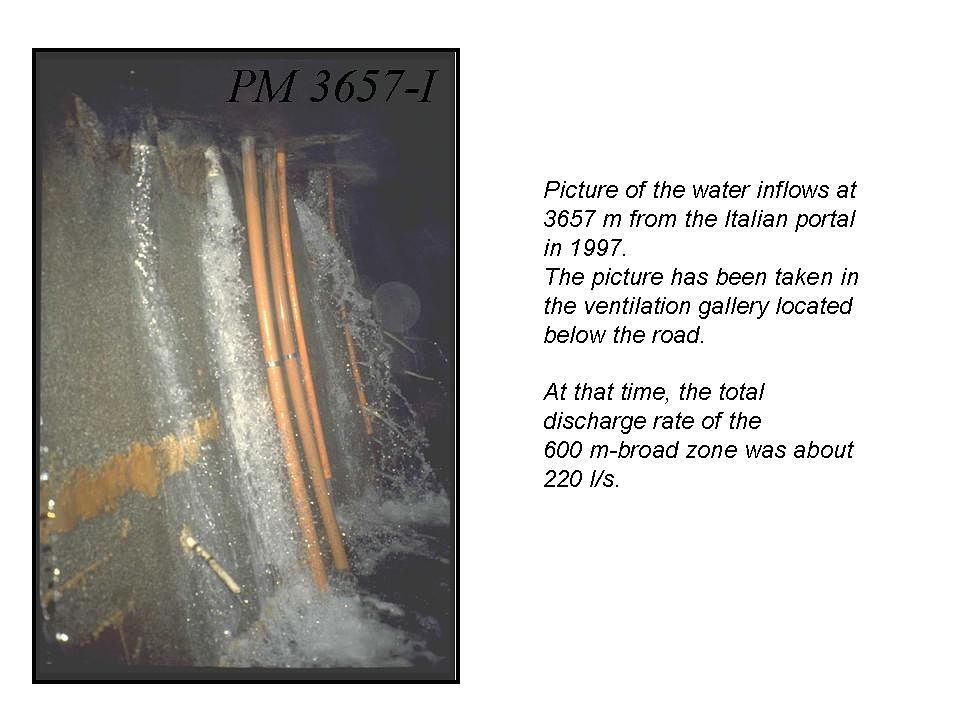Picture of water inflow into the Mont Blanc road tunnel