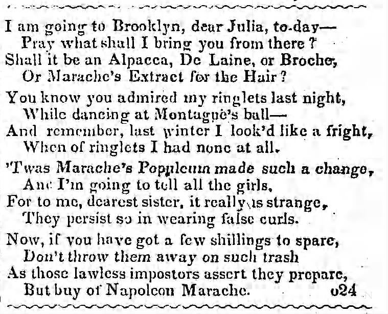 Napoleon Marache’s haircare product advertisement.