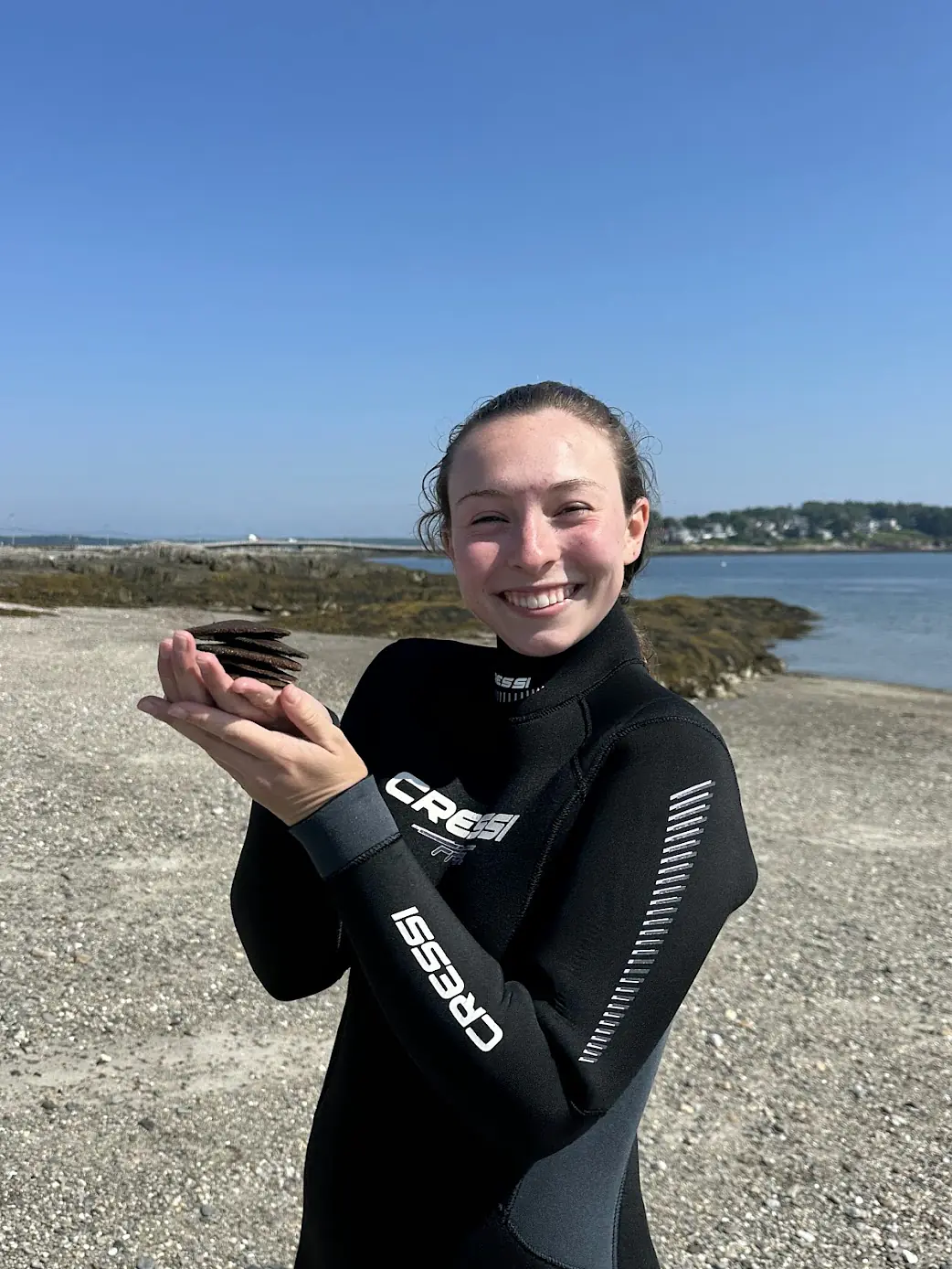 After snorkeling to collect sand dollars