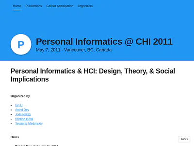 Personal Informatics @ CHI 2011