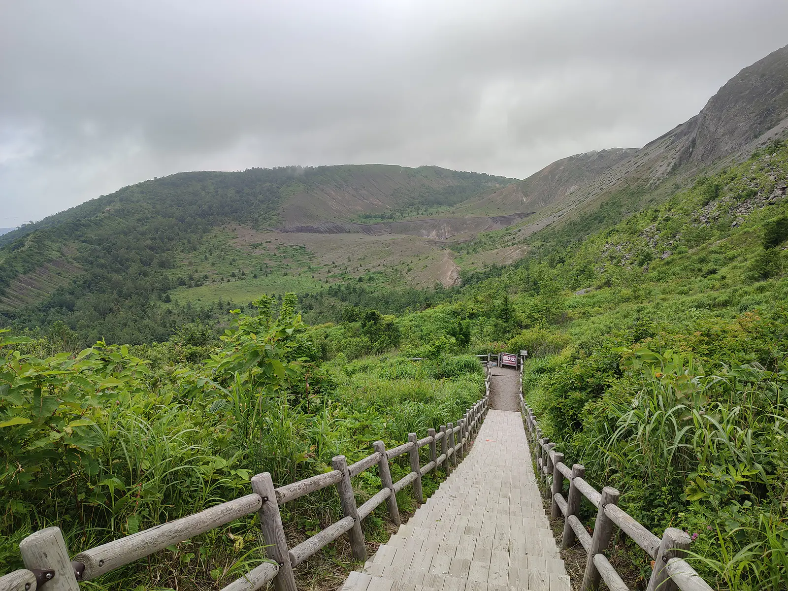 Japan, Hokkaido (2023): View towards the crater of Mt. Usu, an active stratovolcano