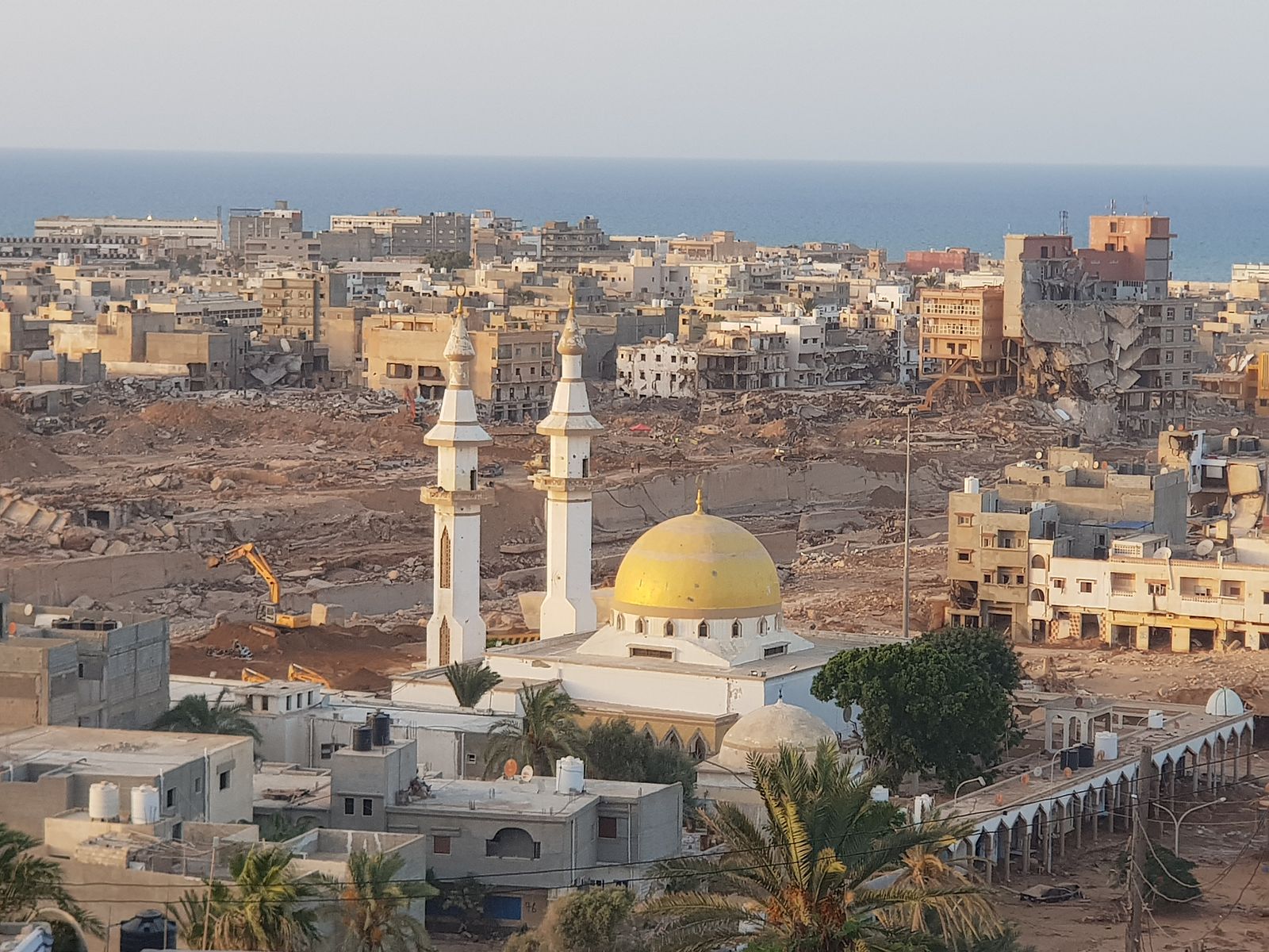 A photo I took showing the scale of destruction caused by the flood in Derna city (September 23, 2023).