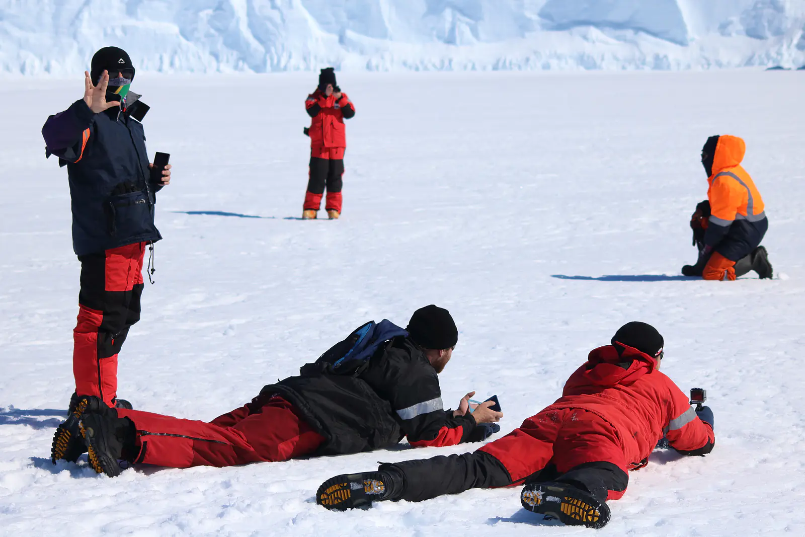 Me & others on bay ice watching penguins from afar. Credit: Hannes Swart