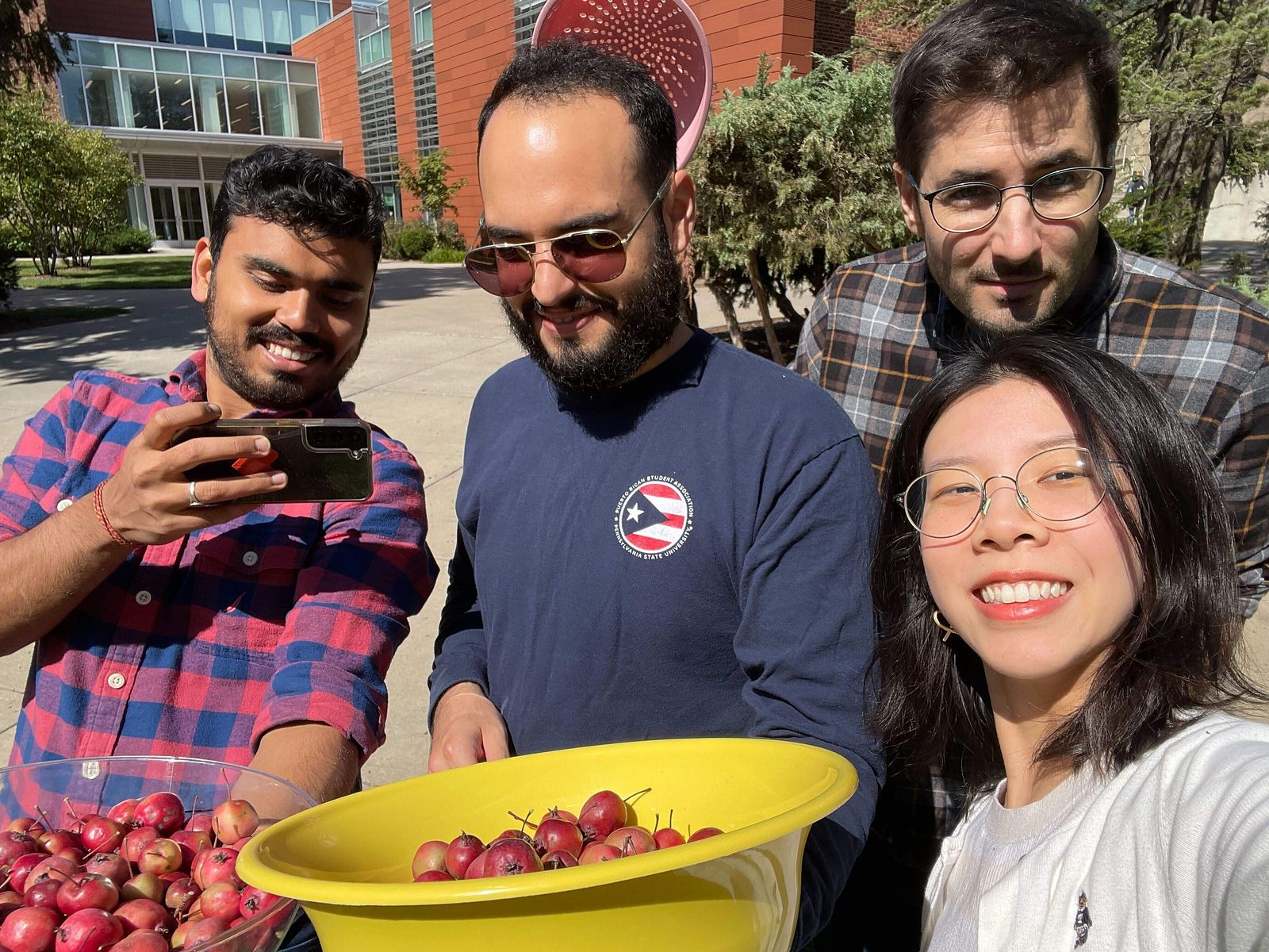 Foraging crab apples with labmates at Penn State