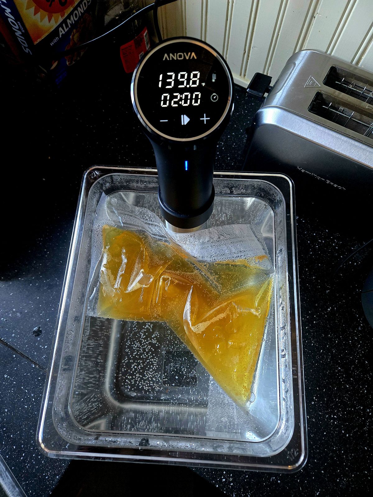 Scotch and butter in a sous vide machine.